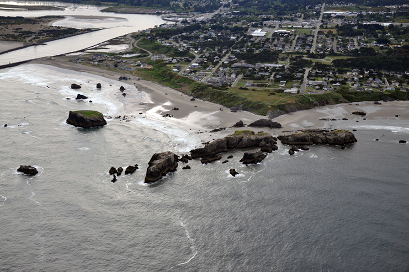 Aerial view of Coquille Point from the west