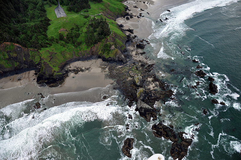 Aerial view of Ecola Point from the northwest